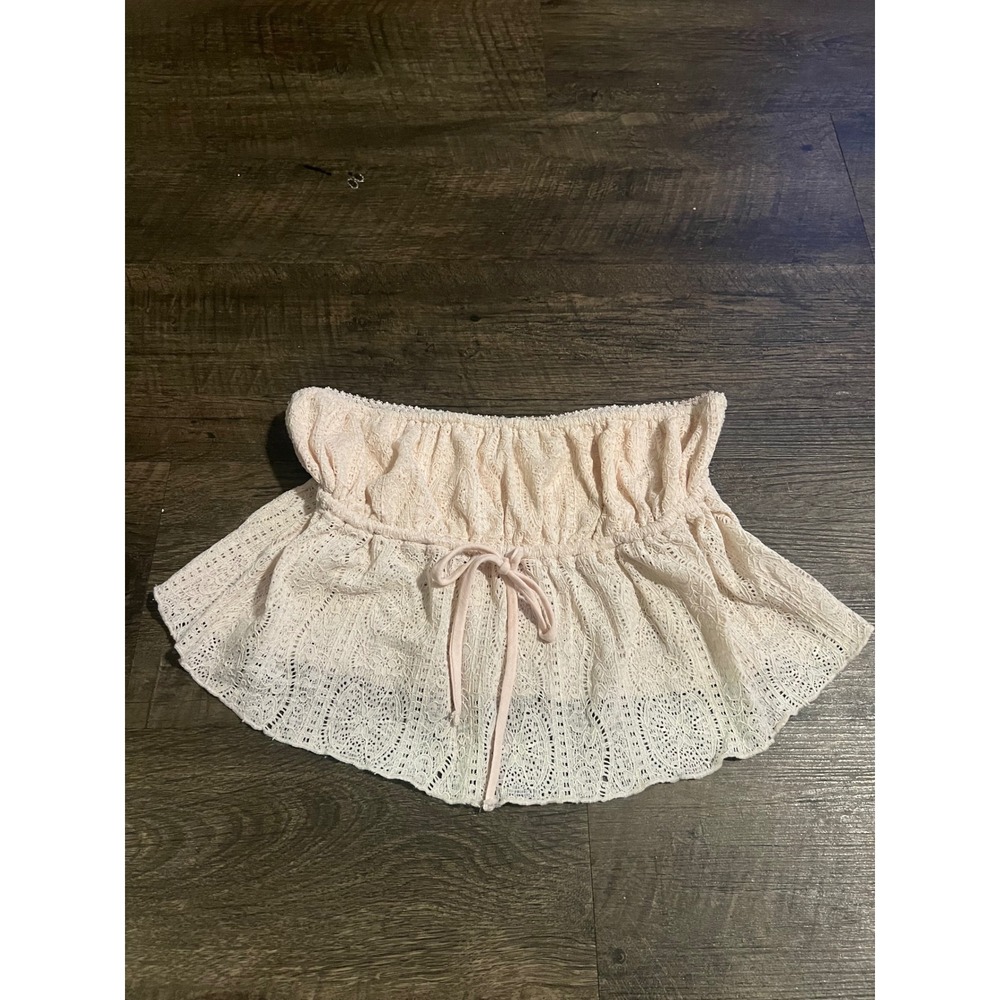 Your Favorite by PacSun Womens Tube Top Lace Peplum Light Pink Size S
